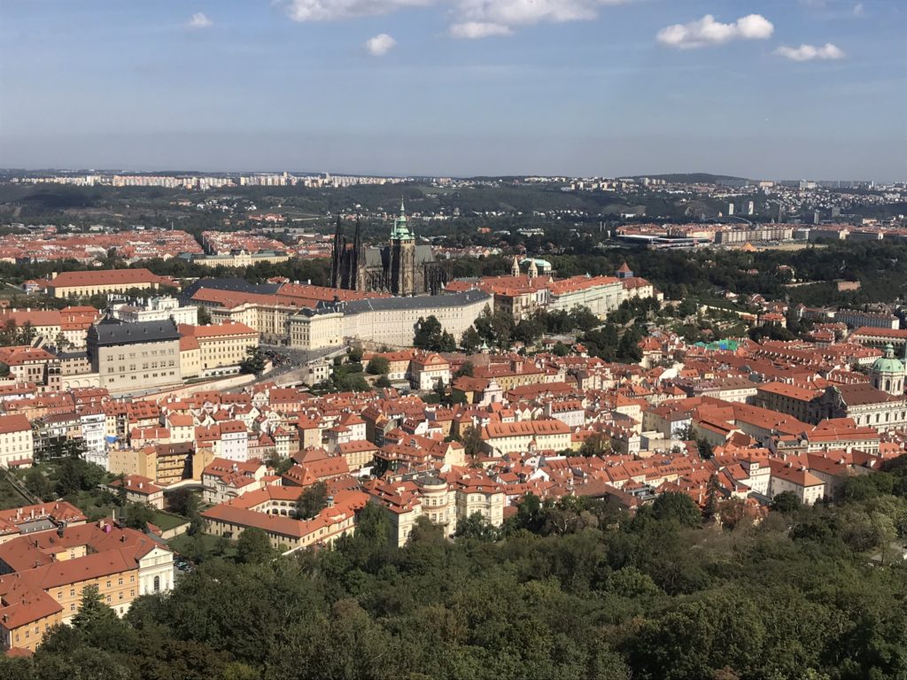 View of Prague Castle from Petřín Hill Tower
